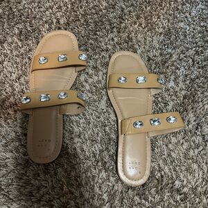 A New Day Tan Sandals with Crystal Accents